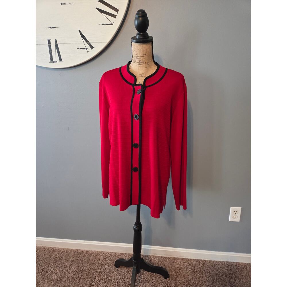 Exclusively Misook Mandarin Collar Button Front C… - image 1